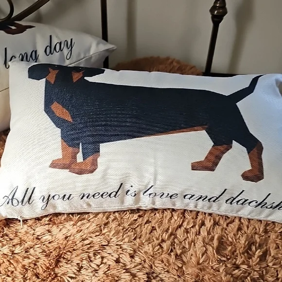 New Utopia Bedding 2 Dachshund Print Throw Pillows set zippered 12 x 20 - Picture 8 of 16